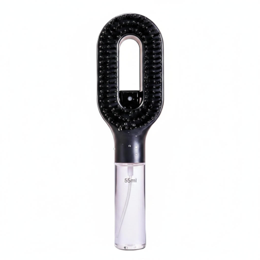 2-in-1 Spray Hair Brush | Natural Boar Bristles & High-Pressure Mist Nozzle